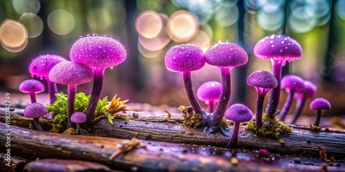Purple Jellydisc Mushrooms on Wood - Ascocoryne cylichnium & Lycogala epidendrum in Floodplain Forest photo