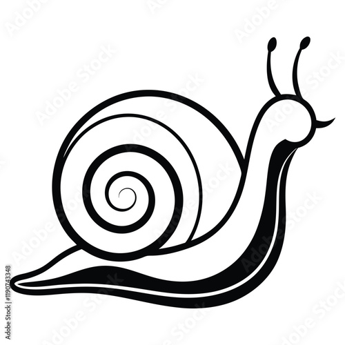 Snail silhouette vector art illustration, graphic design, isolated icon, snail clipart