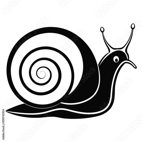 Snail silhouette vector art illustration, graphic design, isolated icon, snail clipart