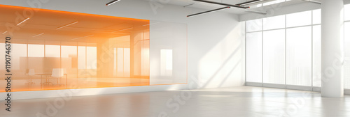 Modern Office Interior with Sunlight and Open Space