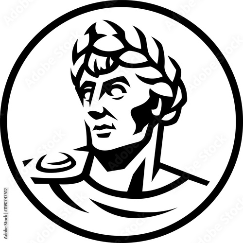 Roman commander with a wreath on his head.