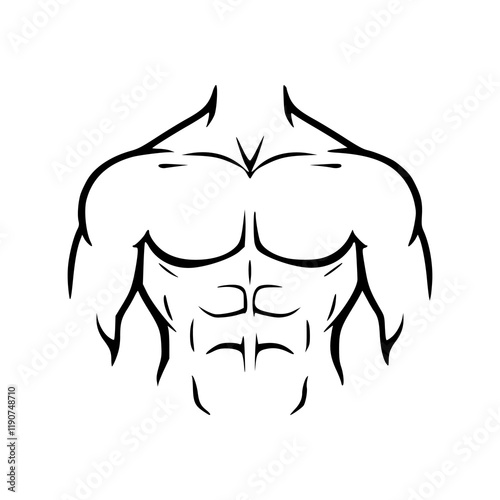 Bold Form man body vector line art 