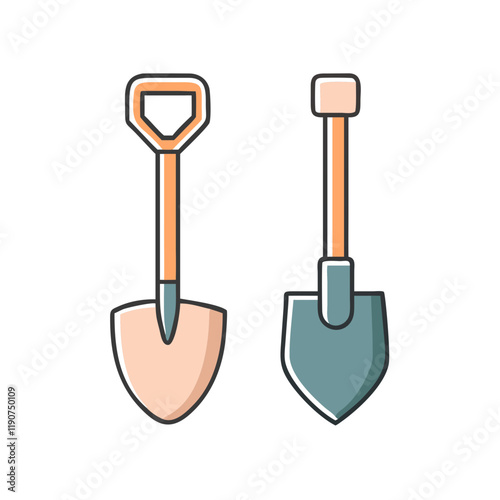 shovel and spade vector icon, shovel and spade vector illustration - simple illustration of shovel and spade, perfect for logos shovel and spade 