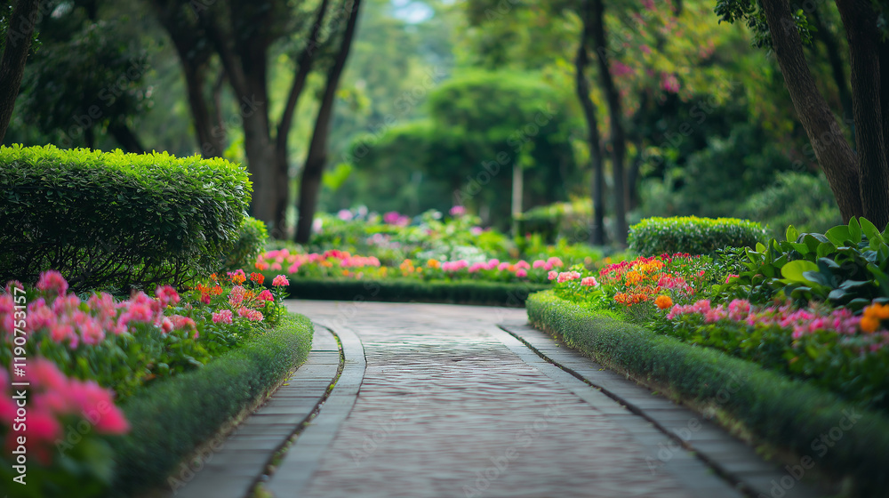 Blurred Nature Garden Background with Greenery and Defocused Trees Blurred Nature Garden Background with Greenery and Defocused Trees