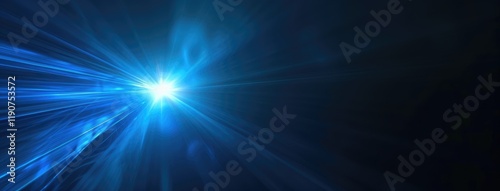 Blue Laser Beam Bursting in Dark Background