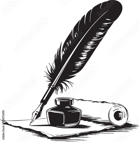 Fountain pen cartoon illustration vector