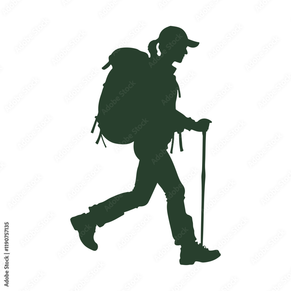 Fototapeta premium Girl Hiker Silhouette