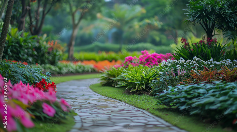 Blurred Nature Garden Background with Greenery and Defocused Trees Blurred Nature Garden Background with Greenery and Defocused Trees