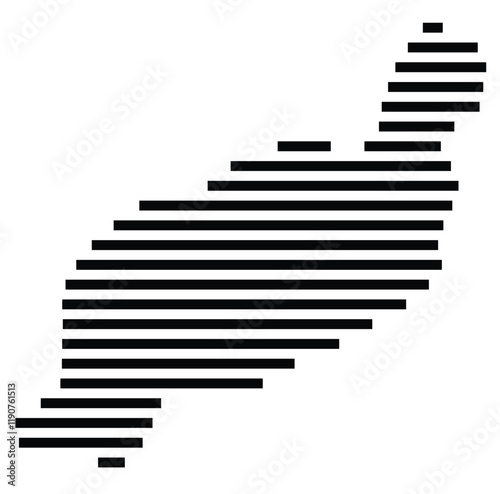 Symbol Map of the Island Isla de Lanzarote (Spain) showing the island with horizontal black lines