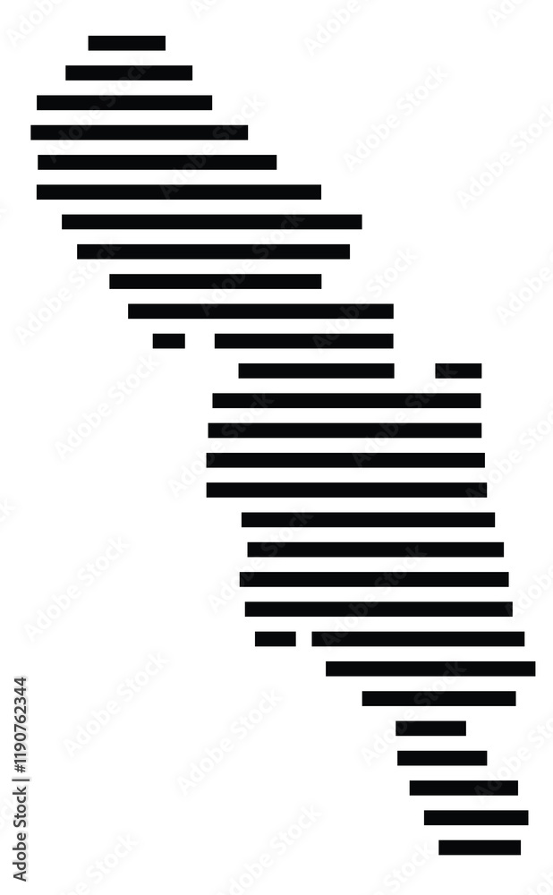 Symbol Map of the Island Isle of Bute (United Kingdom) showing the island with horizontal black lines Symbol Map of the Island Isle of Bute (United Kingdom) showing the island with horizontal black lines