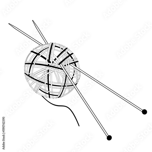 Ball Of Yarn With Knitting Needles