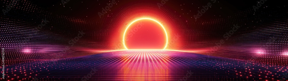Futuristic Holographic Neon Grid: Vibrant 80s-Style Glow with Shimmering Rainbow Hues and Light Effects Futuristic Holographic Neon Grid: Vibrant 80s-Style Glow with Shimmering Rainbow Hues and Light Effects