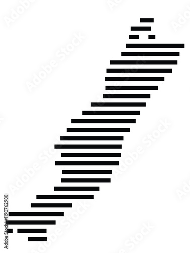 Symbol Map of the Island Alonnisos (Greece) showing the island with horizontal black lines photo
