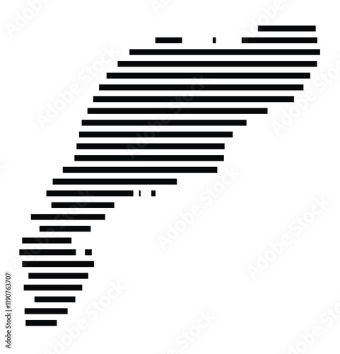 Symbol Map of the Island Kalamos (Greece) showing the island with horizontal black lines