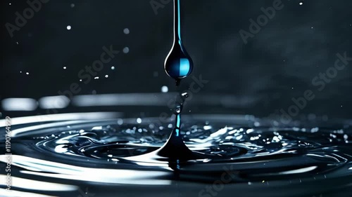 A Single Drop, a Thousand Ripples: A close-up photograph capturing the moment a single water droplet impacts a calm surface, sending out a mesmerizing wave of ripples.