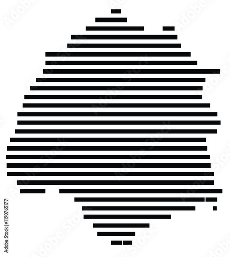 Symbol Map of the Island Thasos (Greece) showing the island with horizontal black lines
