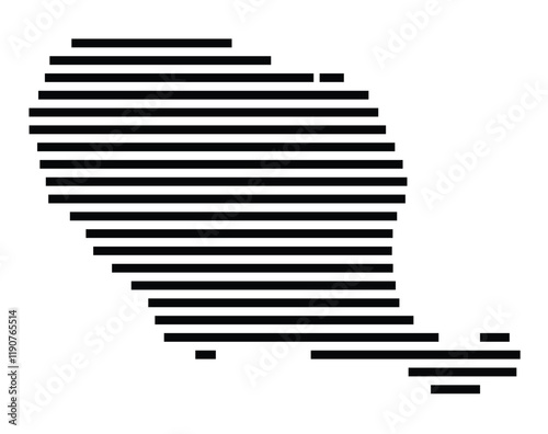 Symbol Map of the Island Filicudi (Italy) showing the island with horizontal black lines