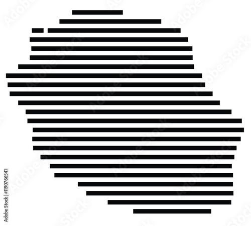 Symbol Map of the Island la reunion (Reunion) showing the island with horizontal black lines