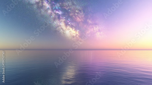 Tranquil Ocean Under a Starry Sky at Dusk - A Serene Twilight Scene