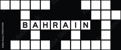 Alphabet letter in word bahrain on crossword puzzle background