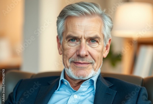 Portrait of an older male businessman with a serious expression photo