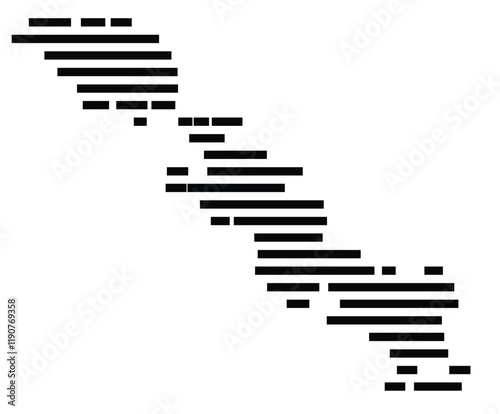 Symbol Map of the Island Cayo Romano (Cuba) showing the island with horizontal black lines photo