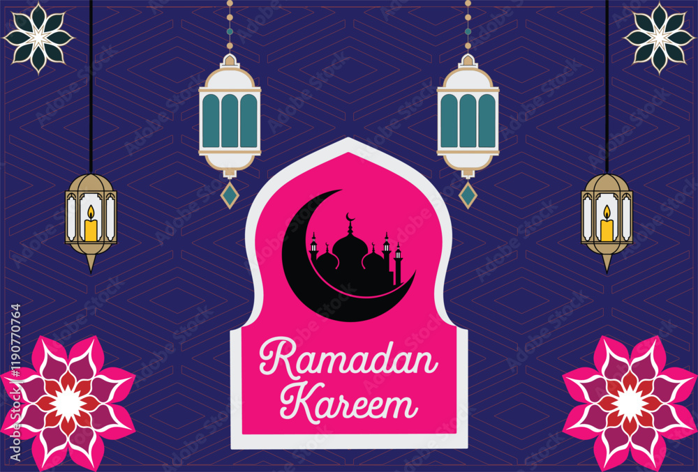 Naklejka premium Ramadan Kareem Greeting Background Template