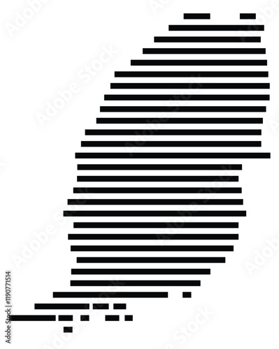 Symbol Map of the Island Grenada (Grenada) showing the island with horizontal black lines