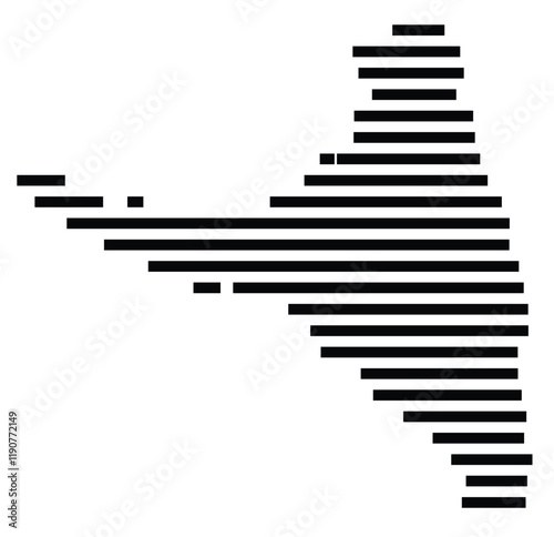 Symbol Map of the Island Anjouan (Comoros) showing the island with horizontal black lines photo