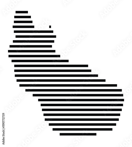 Symbol Map of the Island Sint Eustatius (The Netherlands) showing the island with horizontal black lines photo