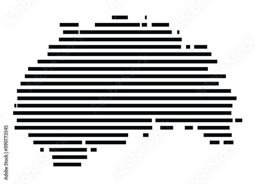 Symbol Map of the Island Ua Huka (French Polynesia) showing the island with horizontal black lines photo