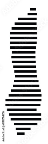 Symbol Map of the Island Grand Turk (Turks and Caicos Islands) showing the island with horizontal black lines