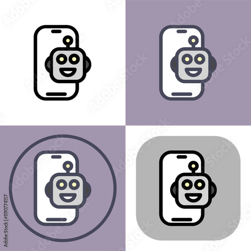 Artificial intelligence smartphone symbol - artificial intelligence icon.