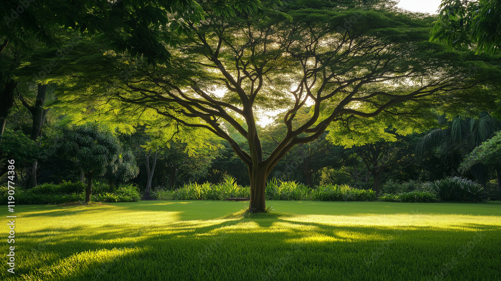 Blurred Nature Garden Background with Greenery and Defocused Trees Blurred Nature Garden Background with Greenery and Defocused Trees