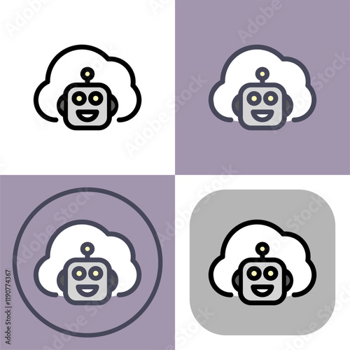 Artificial intelligence cloud symbol - artificial intelligence icon.