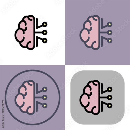 Brain network symbol - artificial intelligence icon.