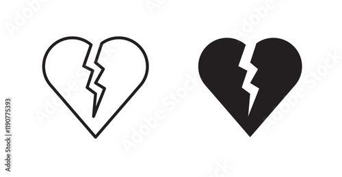 Broken heart vector web icons set