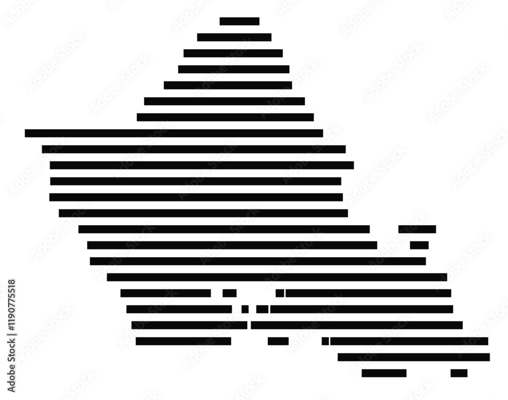 Symbol Map of the Island O'ahu (United States) showing the island with horizontal black lines