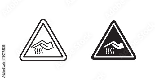 Caution hot surface vectors web signs set