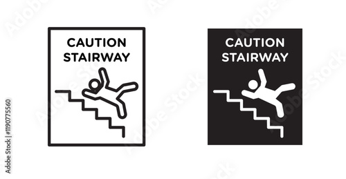 Caution stairway vectors web signs set