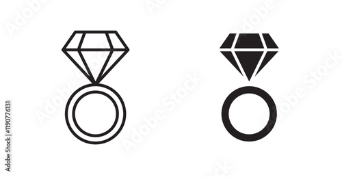 Diamond ring vector web icons set