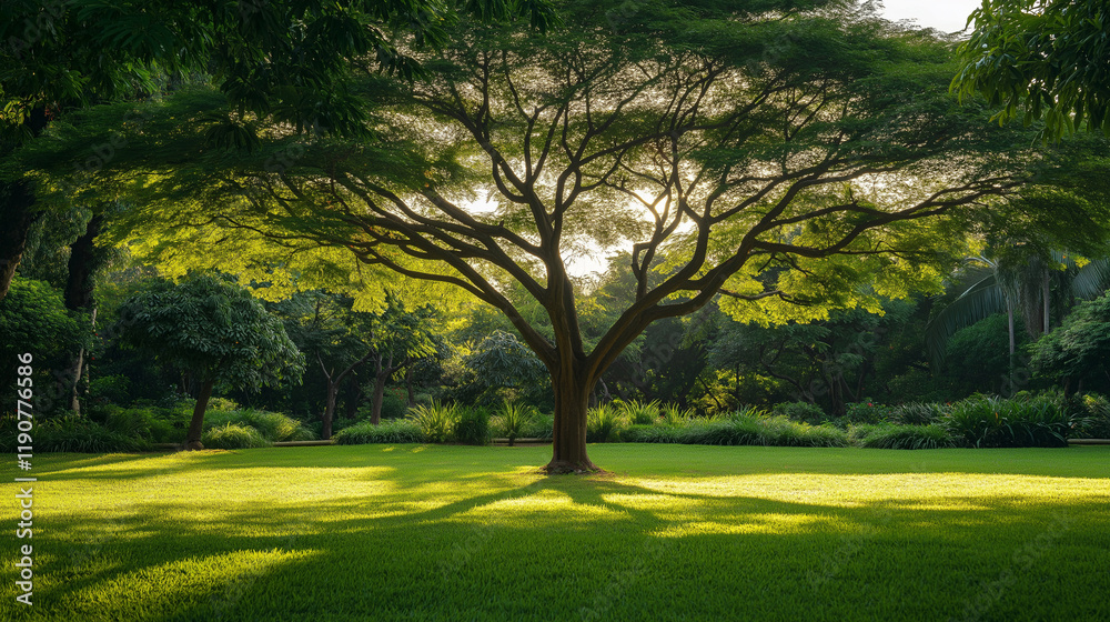 Blurred Nature Garden Background with Greenery and Defocused Trees Blurred Nature Garden Background with Greenery and Defocused Trees