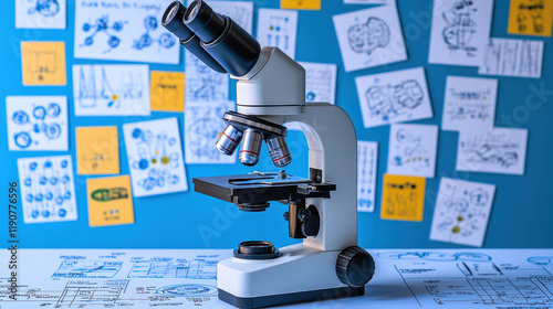 Wallpaper Mural Microscope on table with science flashcards in background Torontodigital.ca