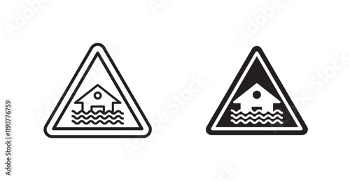 Flood disaster vectors web signs set