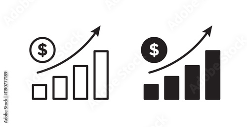 Growing profit vector web icons set