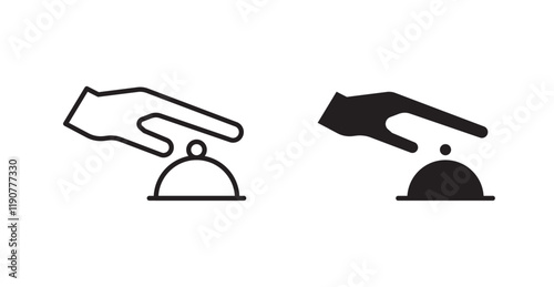 Hand touching service bell vector web icons set