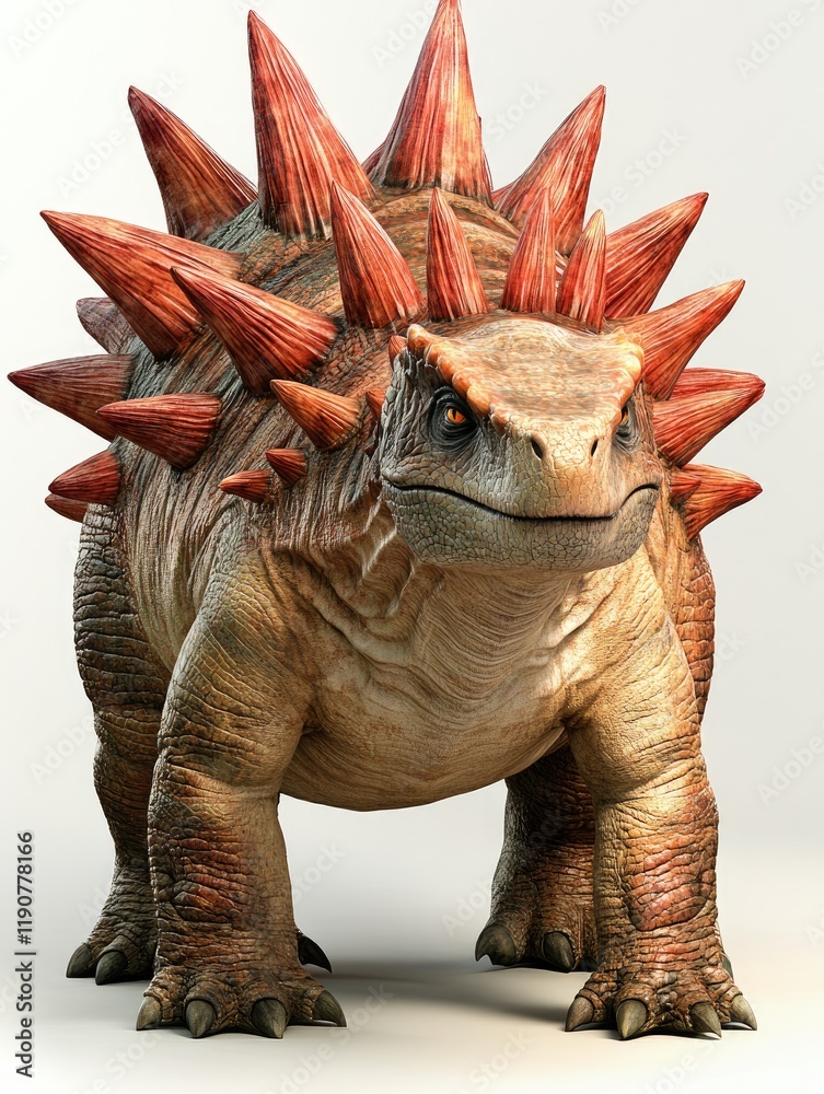 Fototapeta premium Spiked Dinosaur Model on Display in a Studio Setting with Creative Lighting