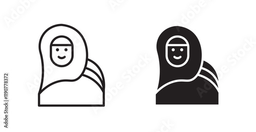 Muslim women vector web icons set