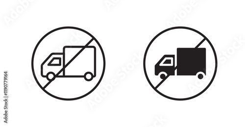 No truck sign vectors set in black. line and flat versions photo