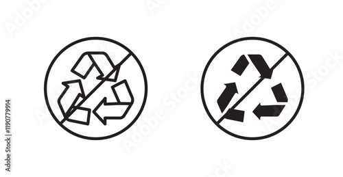 Recycle prohibition vectors web signs set